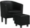 vidaXL Fauteuil Cabriolet avec Repose-Pied, Chaise avec Dossier, Siège avec Accoudoirs, Canapé de Bureau Salon Chambre, Noir Similicuir