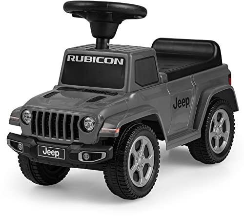 COSTWAY Ride on Push Along Car, Jeep Licensed Baby Foot to Floor Slider with Horn & Engine Sound, Storage Compartment, Toddler Sliding Walker for 18-36 Months (Grey)