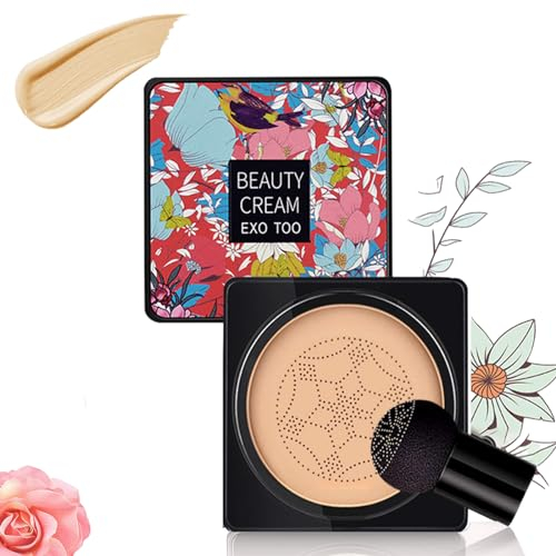Mushroom Head Air Cushion Foundation BB Cream CC Cream,Flüssige Grundierung,Make up Concealer,Pilzkopf Luftkissen CC Creme Foundation Cover Concealer Foundation Make Up Pilz Luftkissen(ivory)