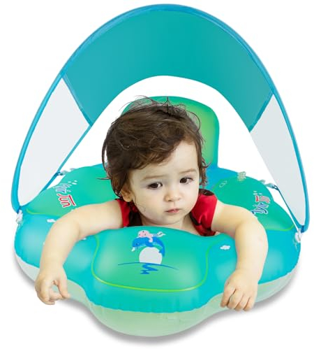 Myir JUN Schwimmring Baby mit Markise Schwimmring Baby mit Rückenlehne Aufblasbare Baby Schwimmsitz Schwimmhilfe Swimtrainer Schwimmtrainer Kinder Kleinkind Schwimmreifen Float