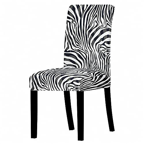 Stuhlhussen Weißer Zebra-Druck Stuhlüberzug Weich Spandex Stuhlhussen Schwingstühle Stuhlbezug Waschbar Stuhl überzug Abnehmbare Stuhlbezüge mit Gummiband Hussen für Stühle Stuhlhussen 2er Set