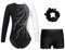 iEFiEL Mädchen Turnanzug Langarm Gymnastik Trikotanzug Glänzende Turnen Set Klassisch Gymnastikanzug Kinder Tanzbody Zd Weiß Schwarz 146-152