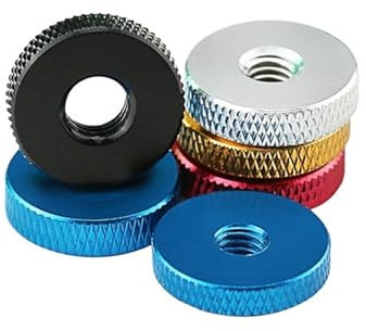 2PCS M3 M4 M5 M6 Farbige Dünne Flache Rändelmutter Aluminium Einstellen Handfest Mutter Durch Loch for DIY/Inspektion Werkzeug (Color : M5xD16x5, Size : 2PCS_RED)