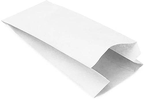 100 Bolsas papel blancas sin asas (31x15x6cm). Bolsa kraft carton, Bolsita regalo blanca boda comunion cumpleaños chuches pan bocadillo sandwich bolleria tiendas comercio (31x15x6 100bolsas)
