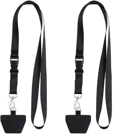 Cuerda para Móvil Universal, Cordón Ajustable para Teléfono Móvil, Correa Multiuso para Cuello, Muñeca y Cruzada, Colgante Ajustable para Teléfono Compatible con la Mayoría de las Fundas (Negro)