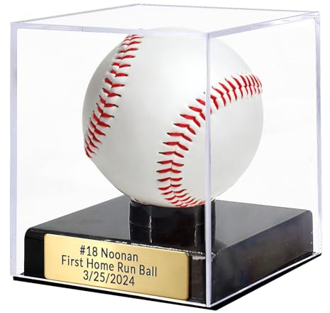 Baseball-Vitrine, Acryl-Baseball-Halter, lasergravierte Plakette, zeigen Sie Ihre geschätzten Baseball-Erinnerungsstücke