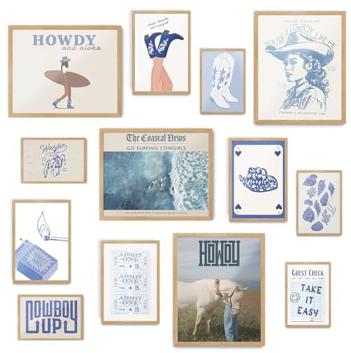 Fardes Coastal Granddaughter Room Decor, Cowgirl Ästhetische Bilder, Teenager-Mädchen-Schlafzimmer, Surfbrett, Wandkunstdrucke, Strand-Wanddekoration