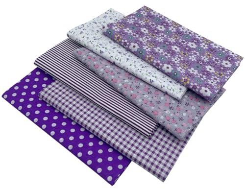 aufodara 6 Stück 50 x 80 cm Baumwollstoff Stoffpakete Groß Patchwork Stoffe Baumwolle, Baumwollstoff Meterware, Stoffe zum Nähen, Patchwork Stoffpaket zum Quilten DIY Basteln Handwerken (Lila)