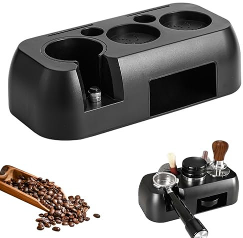 BOUFEIDA Tamperstation, Kaffeefilter Tamper Halter, 51-58mm Tamper Station, Universal Coffee Tamper Station Tamping Station aus ABS, Kaffee Tamping Ständer Andrückstation für Siebträger Cafe, Schwarz