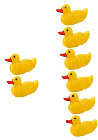 Amosfun 8 STK Gelbe Ente Aus Holz Enten Holzfigur Ornament Gartendekoration Gartentierskulptur Szene Dekore Wohnkultur