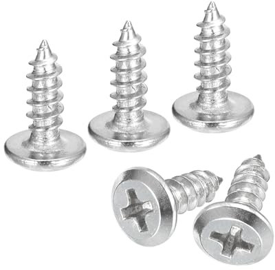sourcing map M4x12mm Flat Head Phillips Drive Self Tapping Screws, 304 Stainless Steel Cross Drive Fastener Screws, Silver, Pack of 25
