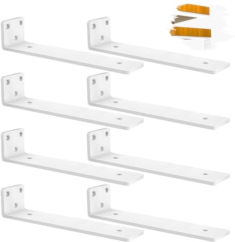 8 Pièces Equerre Etagere Murale 30 cm, Supports D'étagère Flottant en Fer | 5 mm D'épaisseur, Supports D'étagère En Bois pour Étagères Ouvertes de Bricolage