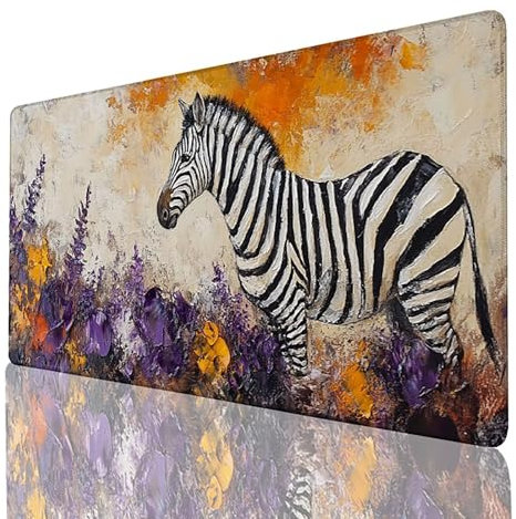 Tappetino Mouse Viola, Zebra Tappeto Mouse XXL 700x300x3mm, Bordi Cuciti Tappetino Mouse Gaming, Base in Gomma Antiscivolo Tappetino Mouse Grande per decorare a Casa Ufficio, Regalo uomo 39-H-Z