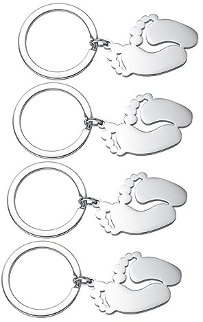 HOUDERCO Fußabdruck-schlüsselanhänger Ornament 4 Stück Edelstahl-schlüsselanhänger Für Frauen Baby-fußabdruck-