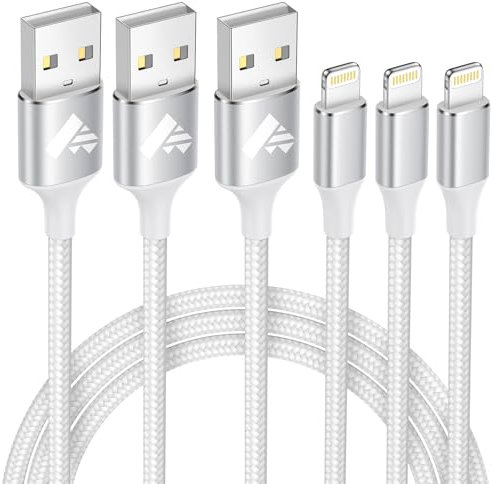 3Pack 2M iPhone Charger Cable, MFi Certified Lightning Cable Fast Charging iPhone Charging Cable Braided iPhone Charger Lead USB Cable for iPhone 14 13 12 11 Pro Max XS XR X 8 7 6 Plus 5 SE,iPad