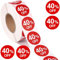 Tinoaly 1000pz Adesivi 40% di Sconto, 25mm Adesivi Autoadesivi Rotondi 40 Percento di Sconto Etichette Promozionali Pratiche Vendita per Negozi al Dettaglio Supermercati (Rosso)