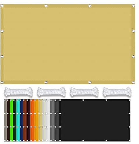 Voile d'ombrage Rectangle 3 x 5 m Une Protection des Rayons UV Toile d'ombrage Pergola avec Corde Libre et Oeillets pour Serre/Jardin/Pergola/Patio Lawn, Jaune Sable