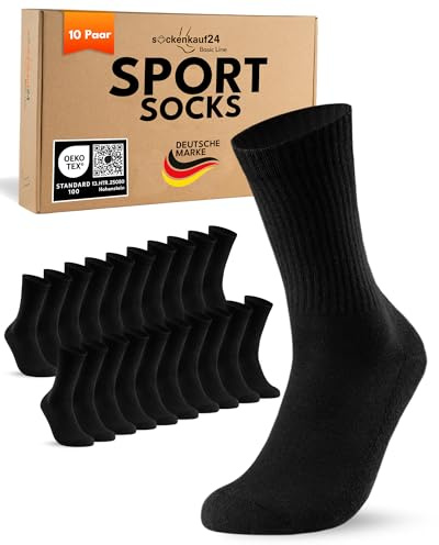 10 Paar Sportsocken Tennissocken Herren Damen Atmungsaktive Crew Socken Baumwolle