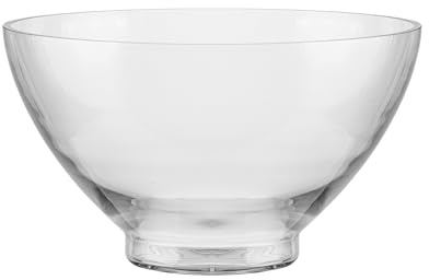 12 Wide Glass Bowl Candle Holder, 8 inch Decorative Slanted Design, Clear (12x7)