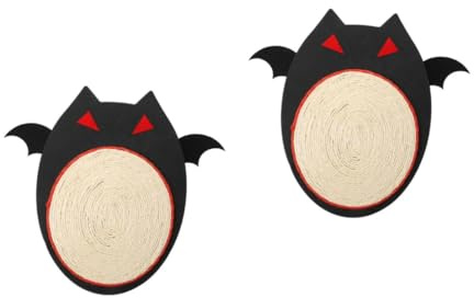 UPKOCH 2pcs Halloween Black Bat Cat Scratcher Mat with Natural Sisal Rope Center Base for Indoor Cats Claw Grinding and Resting Lightweight Breathable Felt Wings Pet Carpet