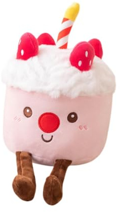 Qianly Peluche de Pastel Muñeco Suave de Animal Decorativo de Tarta Cupcake Almohada Relleno con Algodón PP Cómodo Adecuado para Regalo Oficina Dormitorio Co, Fresa