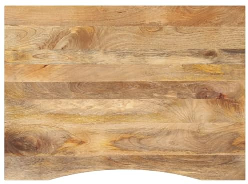 KKgypkn Massive Holzplatte für Schreibtisch und Esstisch als rustikale Tischplatte mit Aussparung für Büro aus natürlichem Mangoholz
