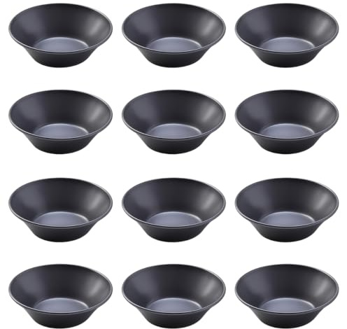 Grobo 12PCS Egg Tart Molds, 3 Inch Carbon Steel Non-Stick Mini Tins for Baking Pastel de Nata, Pie, Cakes, Cookies, Desserts, Oven & Air Fryer Safe (Black)