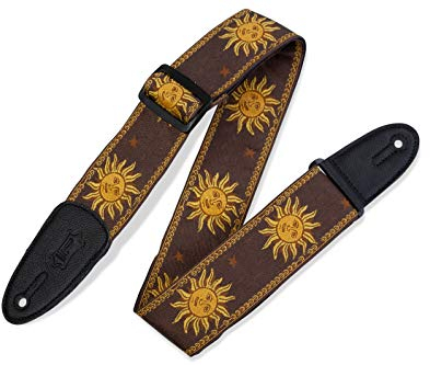 Levy's MPJG-SUN-BRN Gitarrengurt Jacquard Weave Leather Back & Ends 2 Sun Design - Brown