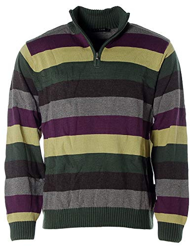 Kitaro Herren Pullover Strick Troyer Stehkragen Streifen