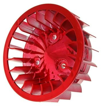 2EXTREME Lüfterrad rot für Minarelli liegend, kompatibel mit Yamaha Aerox | Oversize-Lüfterrad in Chrom-Rot, für liegenden Minarelli Motor und 1E40QMB; kompatibel mit CPI, Keeway, MBK Booster Roller