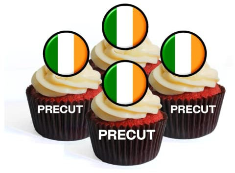 Cupcake-Topper/-Dekorationen, irische Flagge, essbar, besonders dick, gesüßt, Vanillegeschmack, 24 Stück