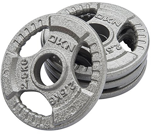 DKN Unisex Adult Tri Grip Cast Iron Olympic Weight Plates - Grey, 4 x 2.5kg