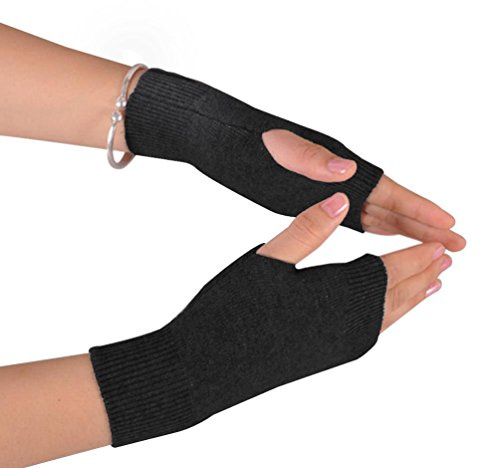 Novawo Wool Blend Fingerless Gloves Soft Arm Warmers Flexible Typing Gloves