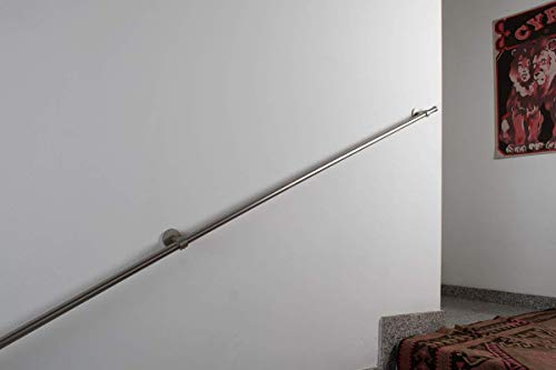 InCasa Handlauf Durchmesser 20 mm, Länge: 220 cm, gebürsteter Edelstahl – Belastung bis 80kg – komplett