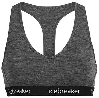 Icebreaker Merino Sprite Racerback Bra Damen - Unterwäsche aus Merinowolle, Bügelfreier BH, Komfortabler Bralette - Gritstone Heather, L