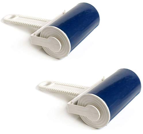 2 Stück all-around24® Kleiderrolle dauer Fusselroller Fusselrolle abwaschbar Tierhaarentferner (Blau)