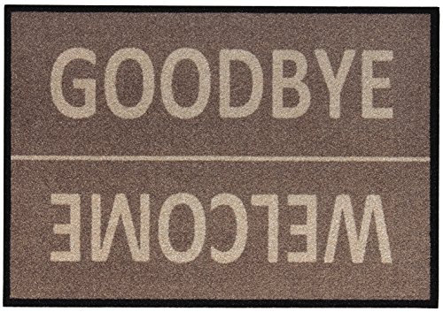 andiamo Diavolo Door Mat Doormat Welcome Goodbye Washable at 30 °C Hand Washable Polyamide Taupe 39 x 58 cm