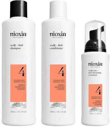 Nioxin System Kit 4 Hair Color For Women and Men, with Progressed & Advanced Thinning Hair, 3-Pieces Set
