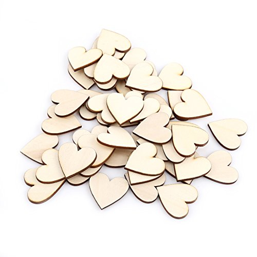 50 Stück Holz Herzform Verschönerung leere hölzerne Herz Verzierungen für Hochzeiten Plaques Kunst Handwerk Karte machen oder Dekoration (30mm)
