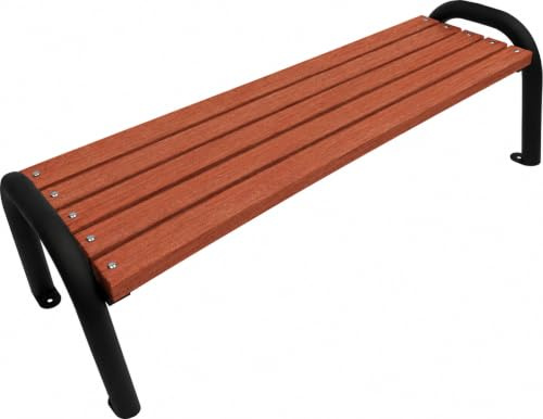 Primario Grande Gartenbank Holz ohne Rückenlehne, 125 cm - Mahagoni | Massives Fichtenholz & pulverbeschichteter Stahl, bis 500 kg, wetterfest, Sitzbank für Garten, Terrasse & Park, Primario