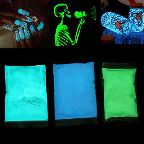 ZJchao Fluoreszierende Pulver, Pigmente, professionell, phosphoreszierend und ungiftig, Neonlichter Stronzio Aluminato in dunklen Pigmenten, Neonfarbe für die Nacht, sehr glänzend in Schwarz (Grün
