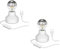 ledscom.de 2 Stück E27 Porzellan Tischlampe TIX, rund mit Stecker und Schalter, weiß, 90mm inkl. E27 Lampe 461lm warmweiß