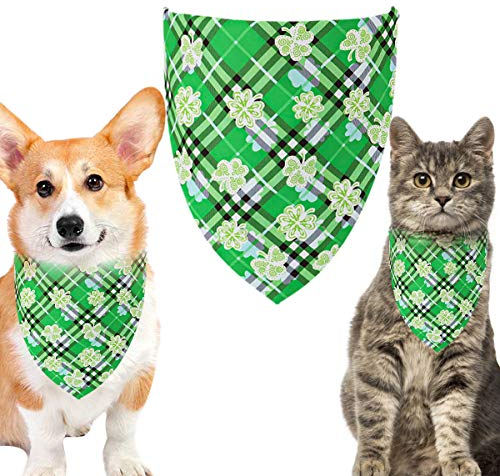 St. Patrick's Day Hunde Bandana Kopftücher Haustier Halstuch Einstellbare für Welpen Kleine Hund Katze (Grid)