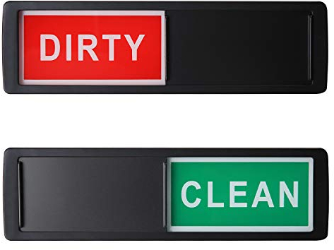 Lissaberg Dirty Clean Dishwasher Magnet Sign Slide Indicator for Better Kitchen Organization Non-Scratching & Water Resistant Upgrade Strong Magnet Sign Shuttle Only Push It (Black)