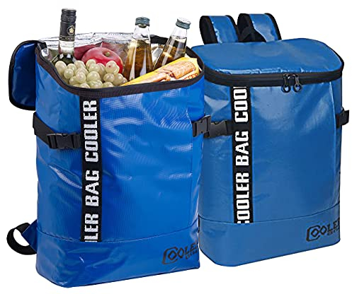 Xcase Fahrradtaschen: 2er Pack LKW-Planen-Kühlrucksack, abwaschbar, wasserabweisend (Kühltaschen, Kurierrucksack, Trinkflasche)