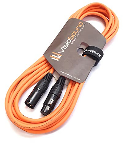 VisioSound Premium Microphone Lead Male XLR to Female XLR/Pro Noiseless Balanced Cable (6m, Orange)