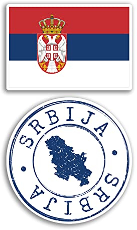 2 x 10 cm breite Serbien-Vinyl-Aufkleber – serbische Karte Urlaub Abenteuer Reisen Land Scrapbooking Geschenk #78663