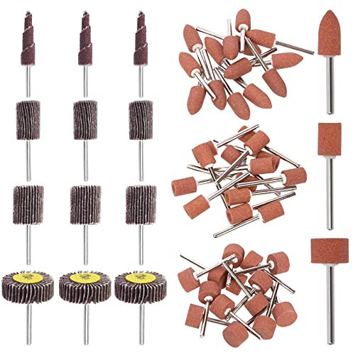 Swpeet 62Pcs 1/8 Shank Grinding Stone Set for Rotary Tool, 4 Sizes of Grinding Wheel 4 Colors Head Mounted Points Stone Set Grinding Wheel Bits, Shank Abrasive Mounted Stone for Grinding Polishing