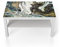 DEQORI Glastisch | weiß groß 90x50 cm | Motiv Flüssiger Marmoreffekt | ausgefallener Beistelltisch aus Glas | Hochglanz Couchtisch fürs Wohnzimmer | moderner Couch Tisch mit Design