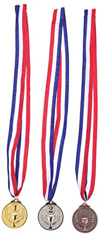 Toyvian 3st Die Medaille Fußball-trophäe Goldmedaille Award Medal- Halskette 1. 2. 3. Platzmedaille Fu?ballmedaille Metallpreismedaille Zinklegierung Bronzemedaille Gewebtes Tuch